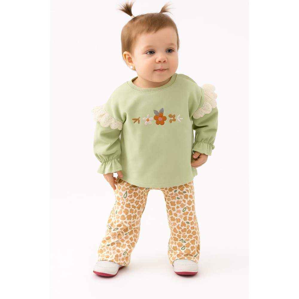 Βρεφικό Σετ Για Κορίτσι 6-24 Μηνών Φυστίκι