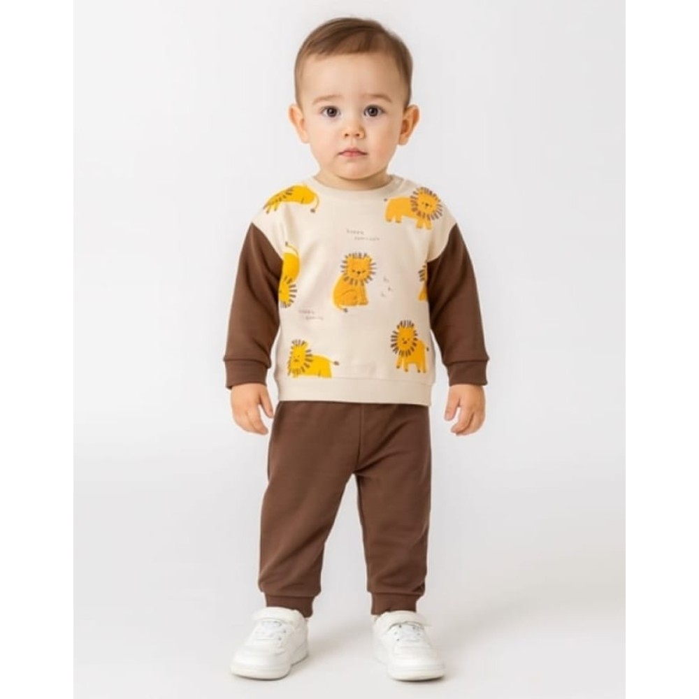 Βρεφικό Σετ Φόρμα Για Αγόρι 6-24 Μηνών Καφέ 