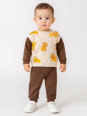 Βρεφικό Σετ Φόρμα Για Αγόρι 6-24 Μηνών Καφέ 