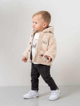 Βρεφικό Σετ  με Φλίς Για Αγόρι 6-24 Μηνών Μπεζ