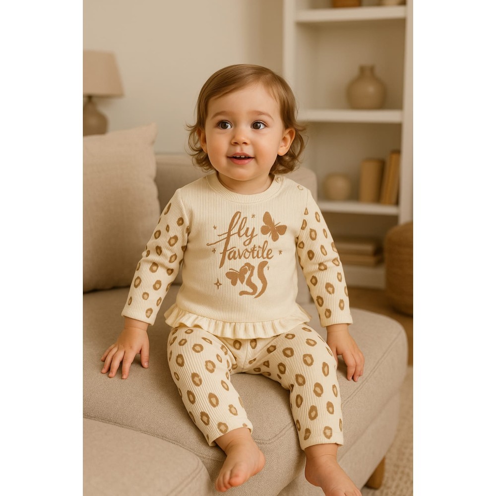 Βρεφικό Σετ Φόρμα Για Κορίτσι 6-24 Μηνών Εκρού