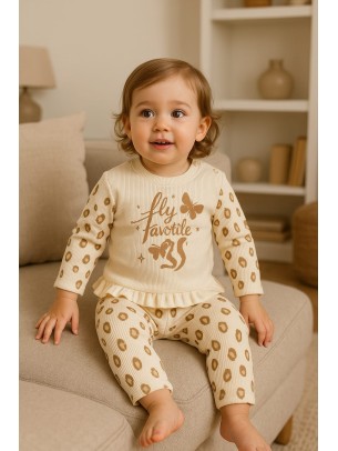 Βρεφικό Σετ Φόρμα Για Κορίτσι 6-24 Μηνών Εκρού