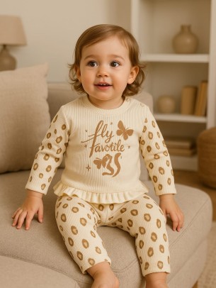 Βρεφικό Σετ Φόρμα Για Κορίτσι 6-24 Μηνών Εκρού