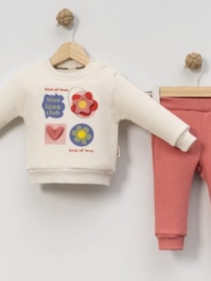 Βρεφικό Σετ Φόρμα με Φλίς Για Κορίτσι 9-24 Μηνών Κοραλί