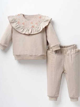 Βρεφικό Σετ Φόρμα  Για Κορίτσι 6-24 Μηνών Μπέζ