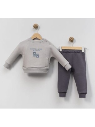 Βρεφικό Σετ Φόρμα με Φλίς Για Αγόρι 6-24 Μηνών Γκρί