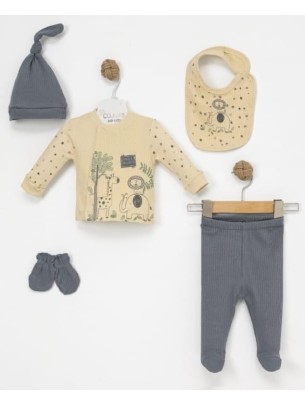 Σετ Νεογέννητο 5 Τμχ Για Αγόρι  0-3 Μηνών Γκρι