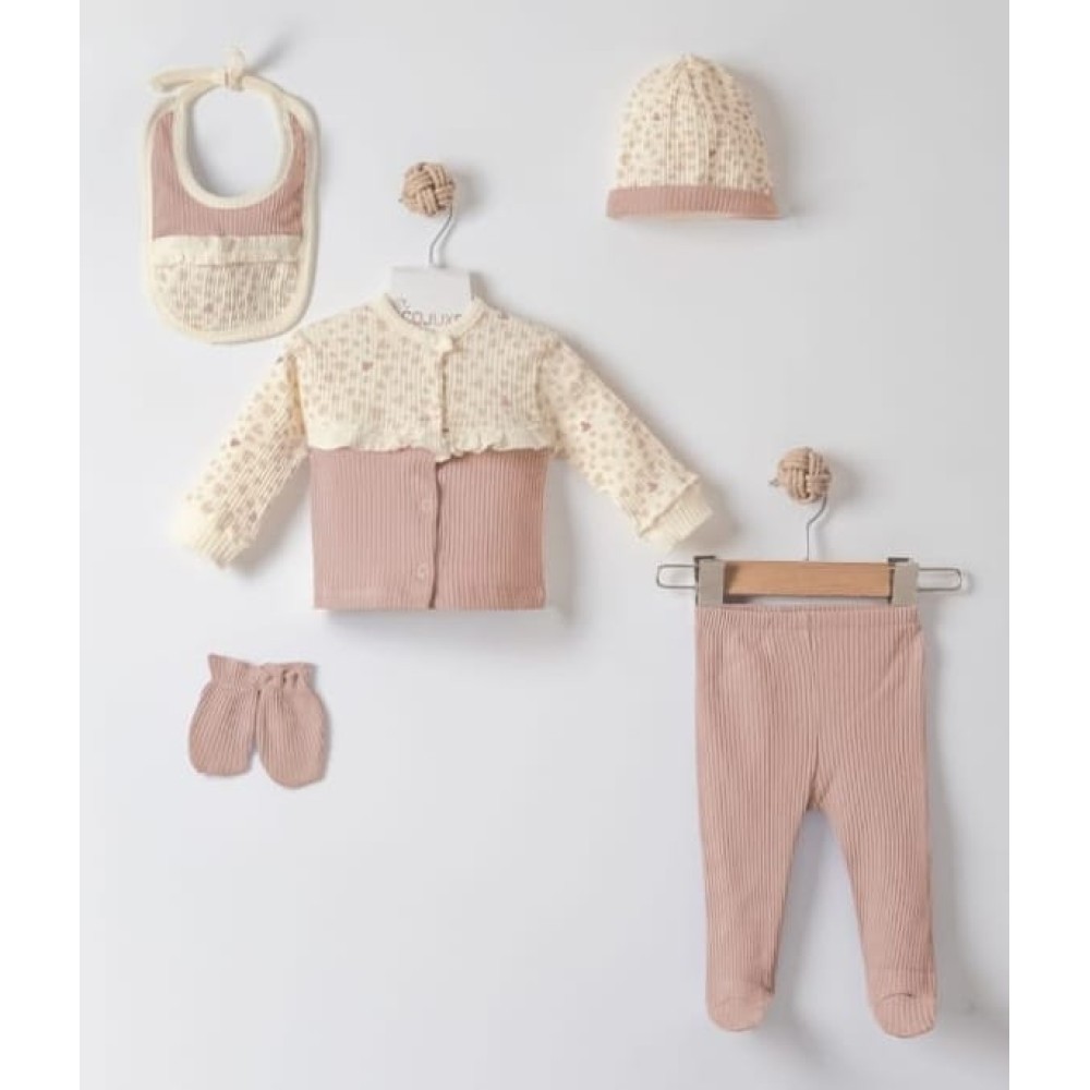 Σετ Νεογέννητο 5Τμχ Για Κορίτσι 0-3 Μηνών Πούδρα
