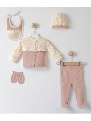Σετ Νεογέννητο 5Τμχ Για Κορίτσι 0-3 Μηνών Πούδρα