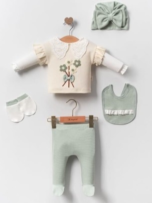 Σετ Νεογέννητο  5Τμχ Για Κορίτσι 0-3 Μηνών Φυστικί 