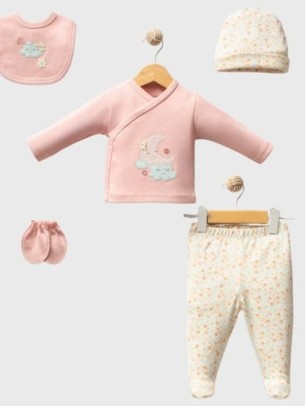 Σετ Νεογέννητο 5 Τμχ Για Κορίτσι  0-3 Μηνών Ροζ