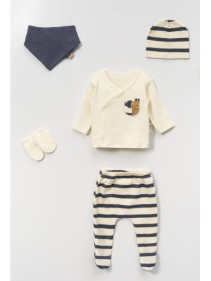 Σετ Νεογέννητο 5 Τμχ Για Αγόρι 0-3 Μηνών Εκρού