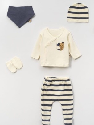 Σετ Νεογέννητο 5 Τμχ Για Αγόρι 0-3 Μηνών Εκρού
