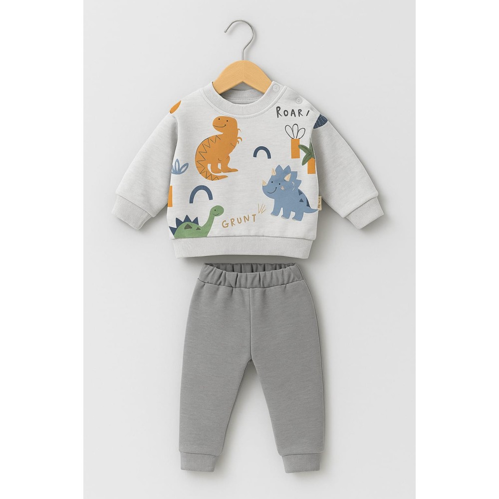 Βρεφικό Σετ Φόρμα με Φλίς Για Αγόρι 6-24 Μηνών Γκρί