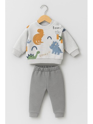 Βρεφικό Σετ Φόρμα με Φλίς Για Αγόρι 6-24 Μηνών Γκρί