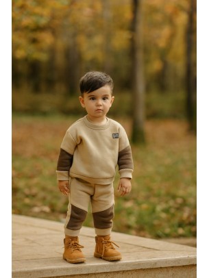 Βρεφικό Σετ Φόρμα με Φλίς  Για Αγόρι 6-24 Μηνών Μπέζ