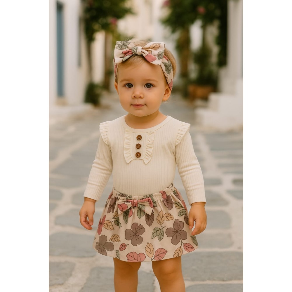 Βρεφικό Σετ Για Κορίτσι 9-36 Μηνών Εκρού