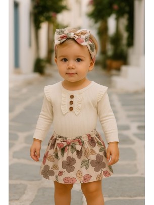 Βρεφικό Σετ Για Κορίτσι 9-36 Μηνών Εκρού