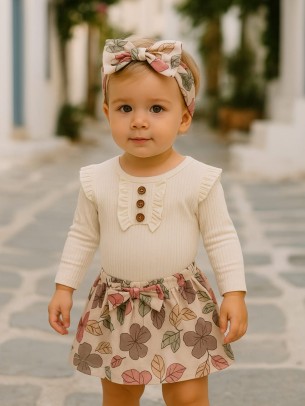 Βρεφικό Σετ Για Κορίτσι 9-36 Μηνών Εκρού