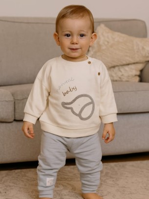 Βρεφικό Σετ Φόρμα Για  Αγόρι  6-24 Μηνών Εκρού