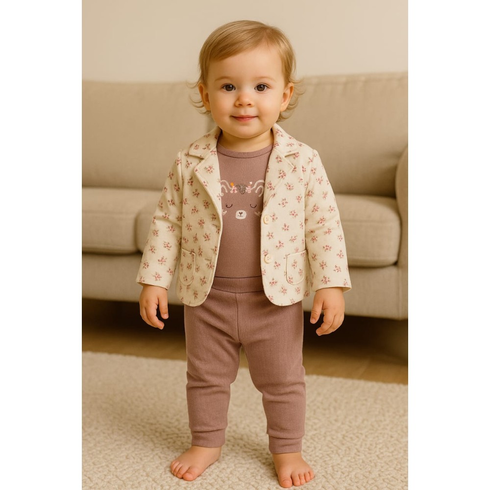 Βρεφικό Σετ Για Κορίτσι 0-12 Μηνών Ρόζ