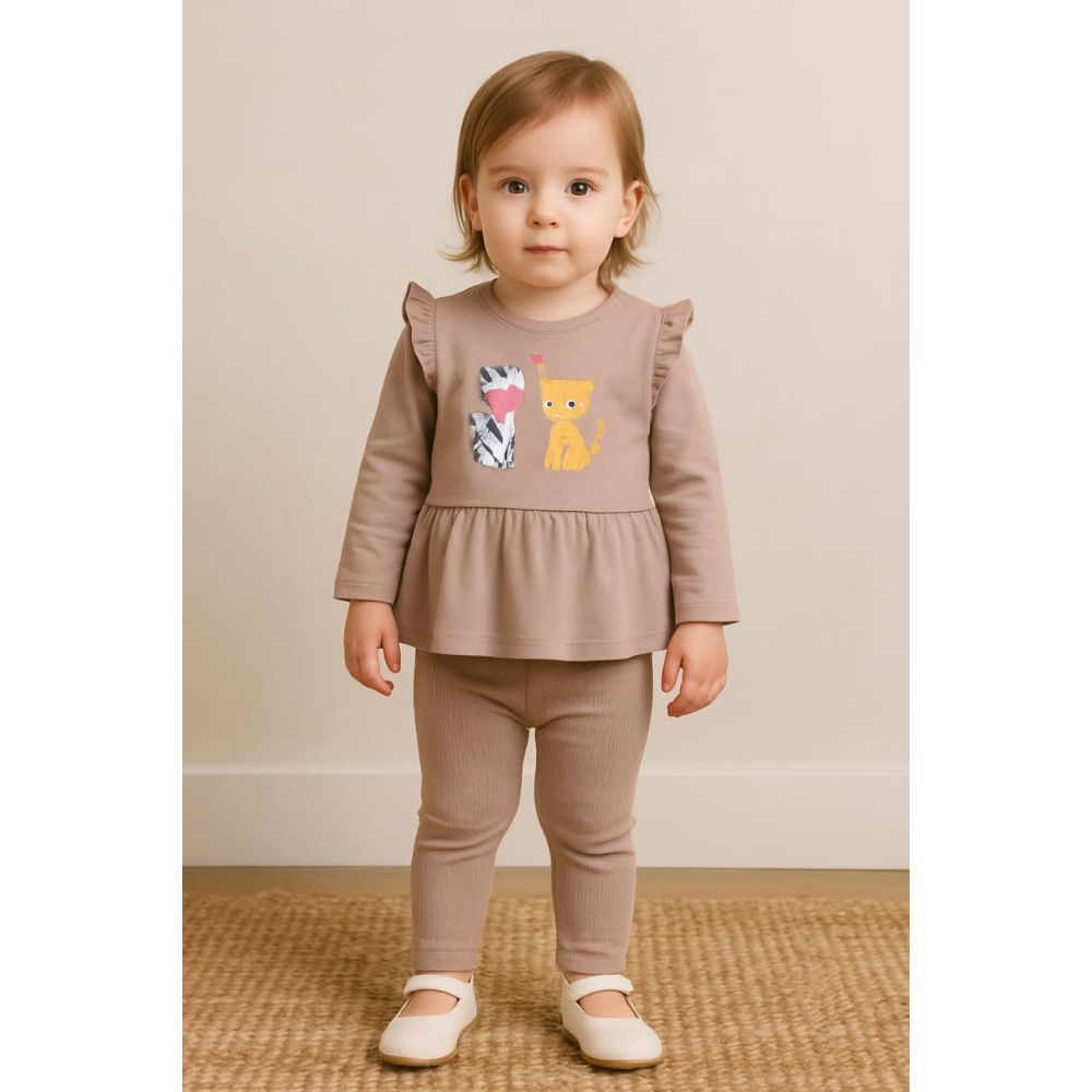 Βρεφικό Σετ Φόρμα 0-12 Μηνών Ανοιχτό Καφέ