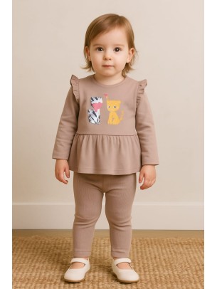 Βρεφικό Σετ Φόρμα 0-12 Μηνών Ανοιχτό Καφέ