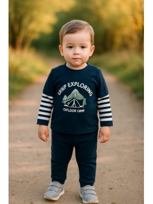 Βρεφικό Σετ Φόρμα Για Αγόρι 6-24 Μηνών Σκούρο Μπλέ