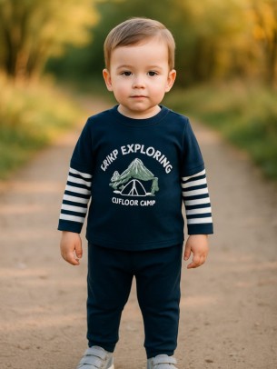 Βρεφικό Σετ Φόρμα Για Αγόρι 6-24 Μηνών Σκούρο Μπλέ