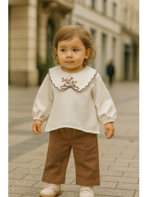 Βρεφικό Σετ Για Κορίτσι 6-24 Μηνών Λευκό Καφέ