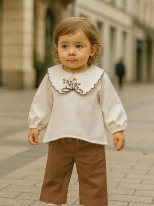 Βρεφικό Σετ Για Κορίτσι 6-24 Μηνών Λευκό Καφέ