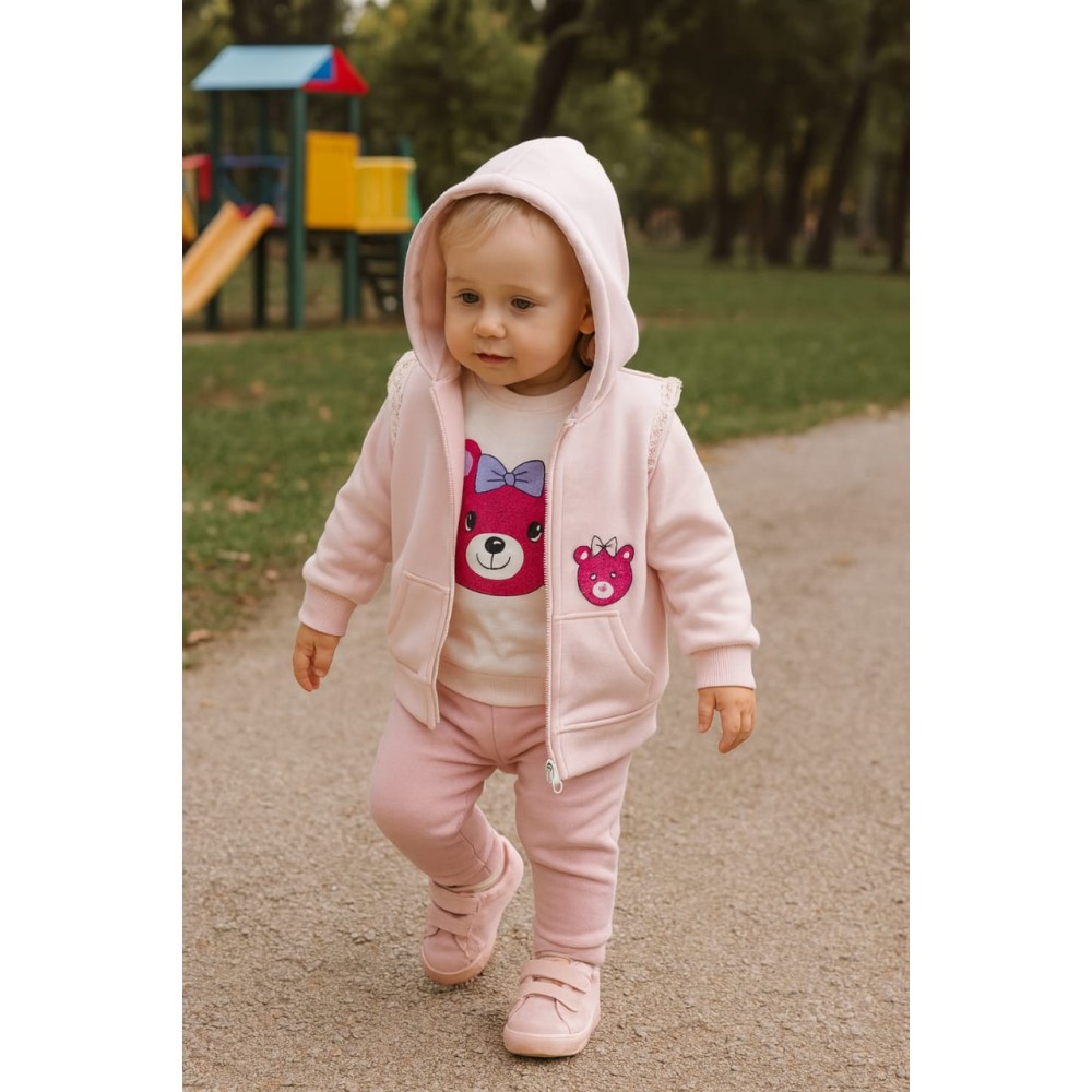 Βρεφικό Σετ Φόρμα με Φλίς Για Κορίτσι 9-24 Μηνών 