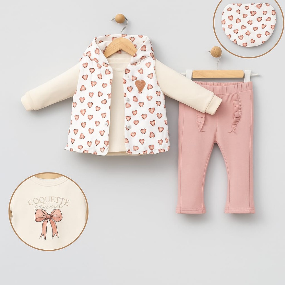 Βρεφικό Σετ Για Κορίτσι 6-18 Μηνών Ρόζ