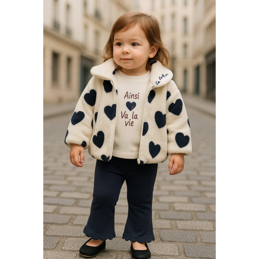 Βρεφικό Σετ με Φλίς Για Κορίτσι 12-36 Μηνών Λεύκο