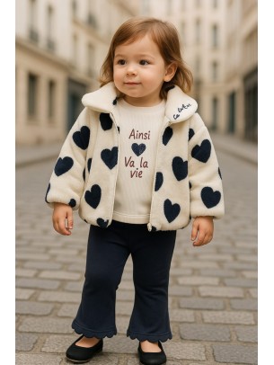 Βρεφικό Σετ με Φλίς Για Κορίτσι 12-36 Μηνών Λεύκο