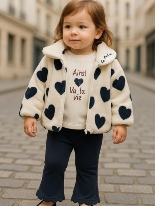 Βρεφικό Σετ με Φλίς Για Κορίτσι 12-36 Μηνών Λεύκο