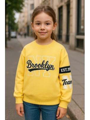 Παιδικό Φούτερ με Φλίς  Για Κορίτσι 9-12 Χρονών Κίτρινο 