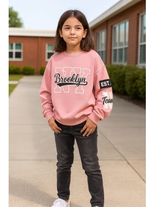 Παιδικό Φούτερ με Φλίς  Για Κορίτσι 9-12 Χρονών Ροζ