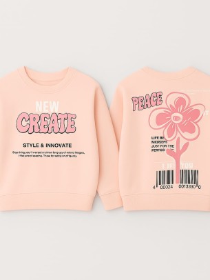 Παιδικό Φούτερ με Φλίς  Για Κορίτσι 5-8  Χρονών Σομόν