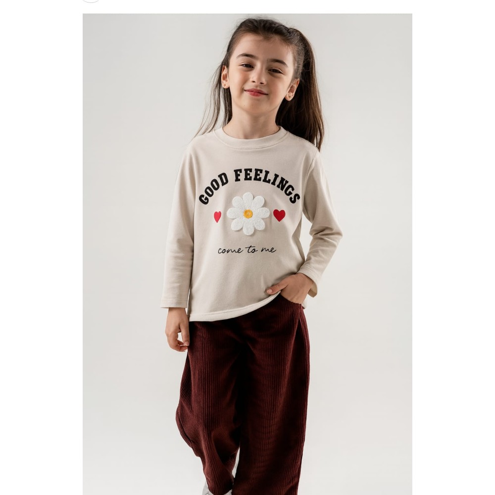 Παιδική Μπλούζα Για Κορίτσι 6-9  Χρονών Μπεζ 