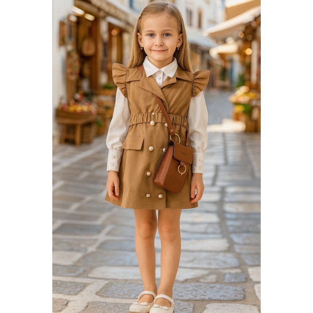 Παιδικό Φόρεμα 2-5 Χρονών Ανοιχτό Καφέ
