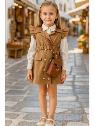 Παιδικό Φόρεμα 2-5 Χρονών Ανοιχτό Καφέ