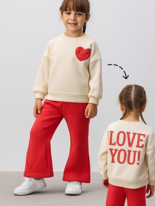 Παιδικό Σετ Φόρμα με Φλίς Για Κορίτσι 5-8 Χρονών Κόκκινο