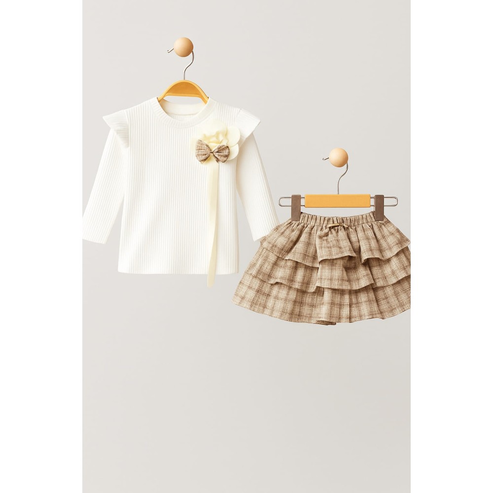 Παιδικό Σετ Για Κορίτσι 2-5  Χρονών Λευκό - Καφέ