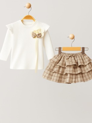 Παιδικό Σετ Για Κορίτσι 2-5  Χρονών Λευκό - Καφέ