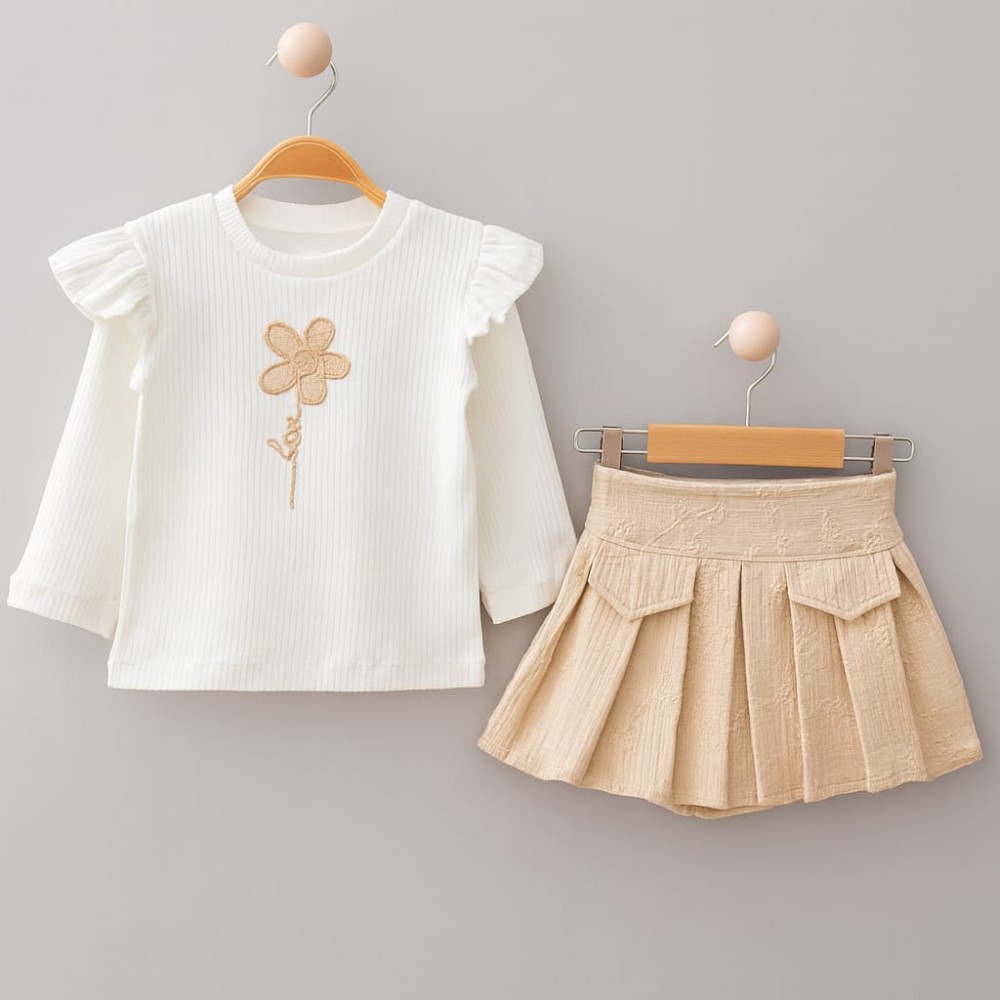 Παιδικό Σετ Για Κορίτσι 2-5 Χρονών Λευκό - Μπεζ