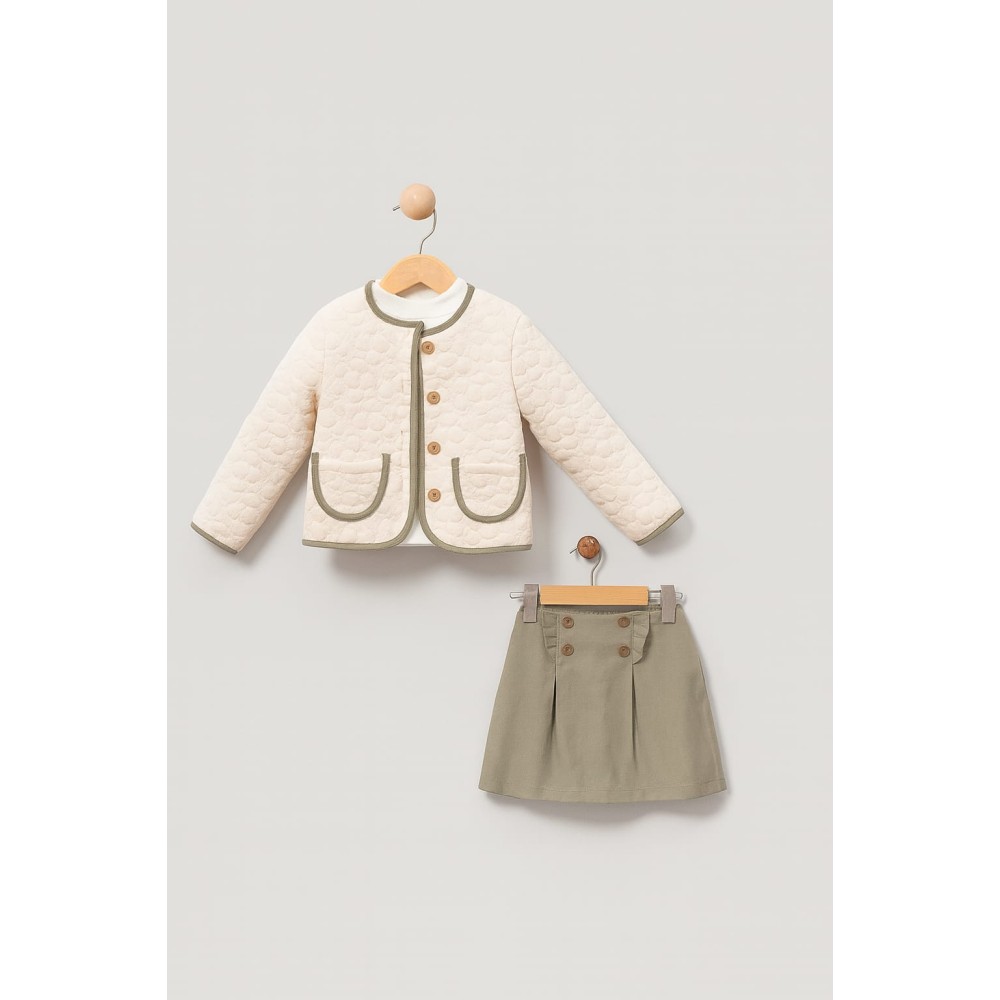 Παιδικό Σετ Για Κορίτσι 2-5  Χρονών Εκρού - Πράσινο 