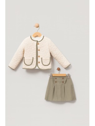 Παιδικό Σετ Για Κορίτσι 2-5  Χρονών Εκρού - Πράσινο 