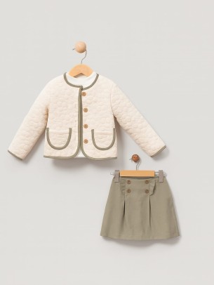 Παιδικό Σετ Για Κορίτσι 2-5  Χρονών Εκρού - Πράσινο 