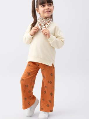 Παιδικό Σετ Για Κορίτσι 2-5 Χρονών Εκρού - Πορτοκαλί 